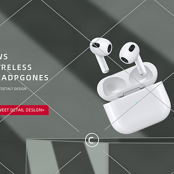 电商数码蓝牙无线耳机横版海报3-008