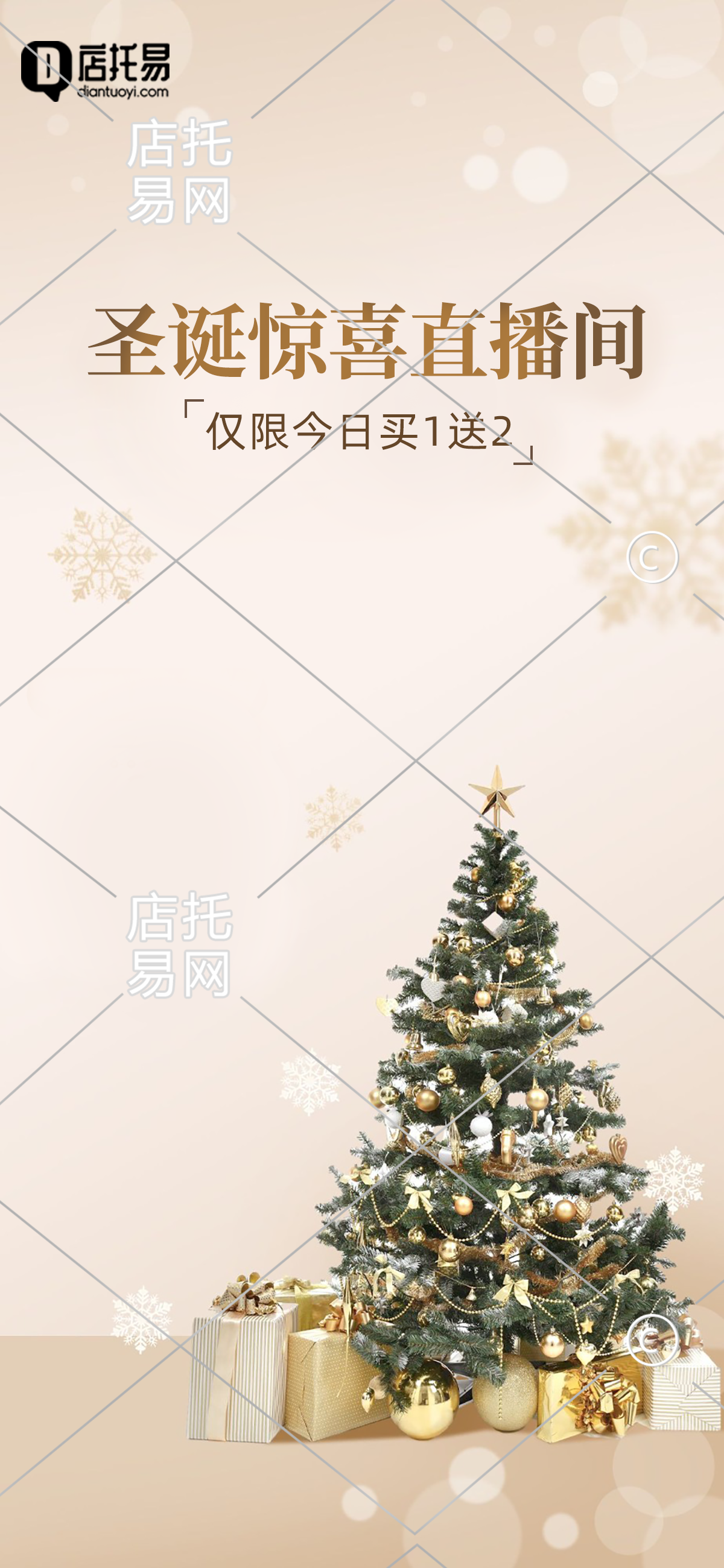 抖音快手通用圣诞节直播背景10-006