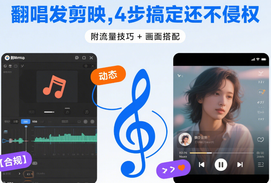 翻唱作品怎么发剪映?4 步剪辑 + 3 个流量技巧,避免侵权还吸睛