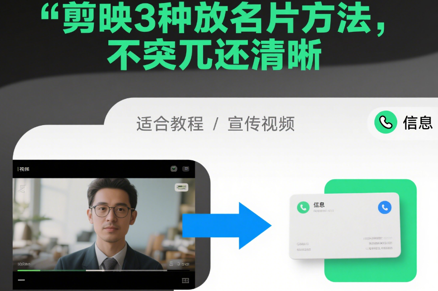 剪映怎么放名片?3 种方法 + 2 个设计技巧,让联系方式不突兀