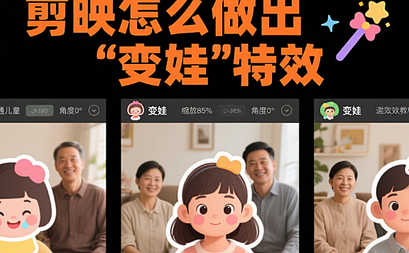 剪映怎么做出“变娃”特效?3种创意玩法+4步实操技巧,零基础也能学
