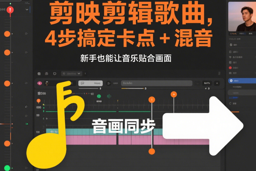 剪映歌曲怎么剪辑?4 种场景 + 5 步实操,卡点 / 混音 / 去杂音都能搞定
