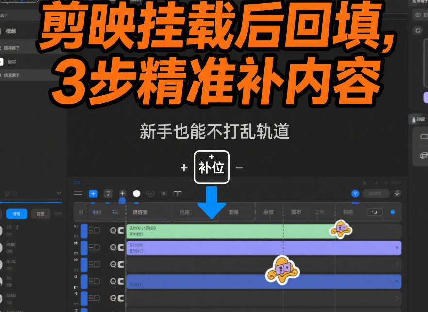 剪映挂载后怎么回填?2种场景+3步操作,新手也能精准补内容