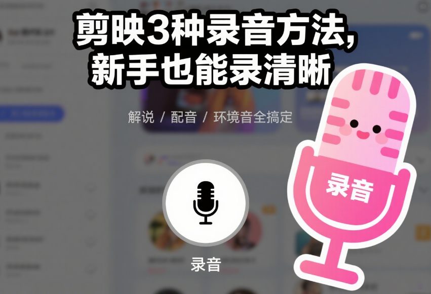 剪映怎么录音?3种场景对应3种方法,新手也能录出清晰人声