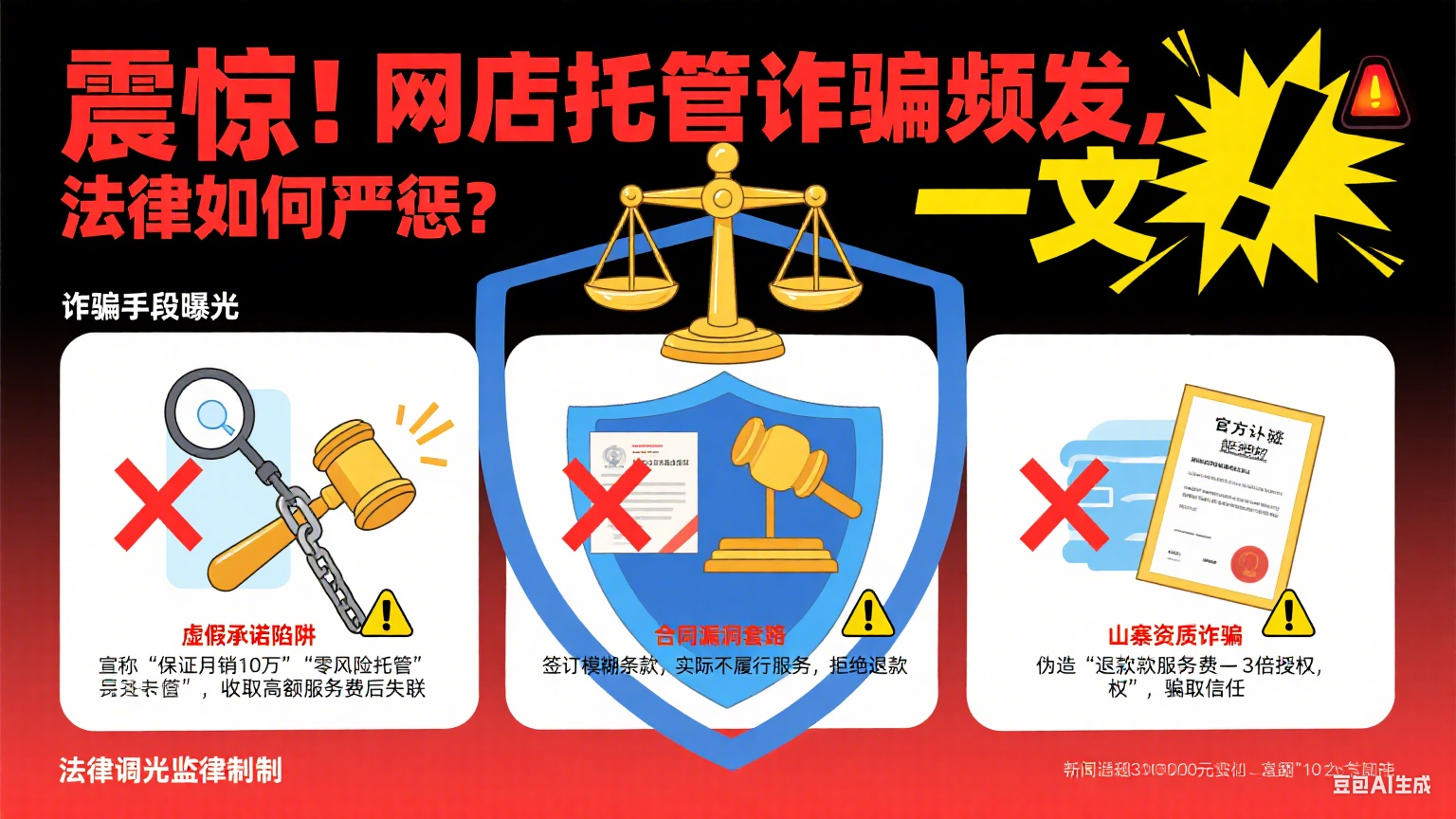 震惊!网店托管诈骗频发,法律如何严惩?一文看懂!