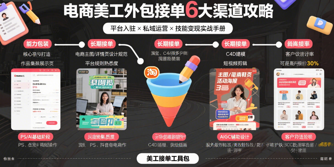 电商外包美工工作怎么找?4类渠道实测+5步接单技巧,附报价指南