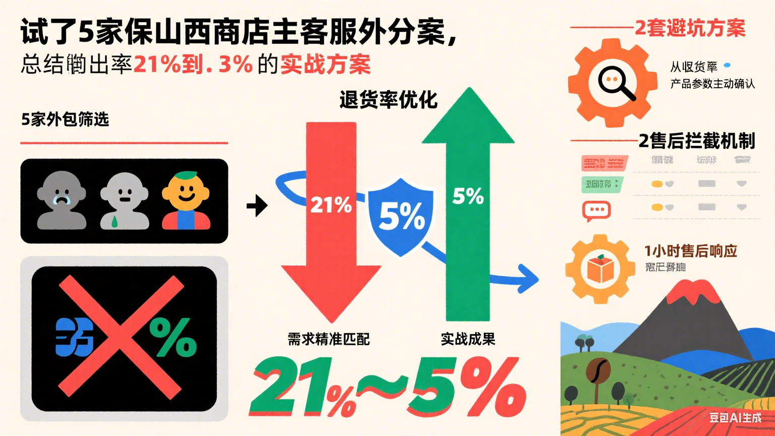 保山网店客服外包避坑心得:退货率从21%降至5%