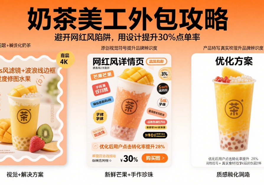 奶茶美工外包攻略:避开网红风陷阱,用设计提升 30% 点单率