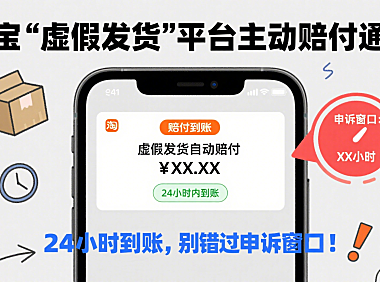 淘宝“虚假发货”平台主动赔付通知,24小时到账,别错过申诉窗口!