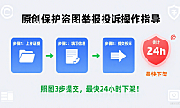 原创保护盗图举报投诉操作指导，照图3步提交，最快24小时下架！