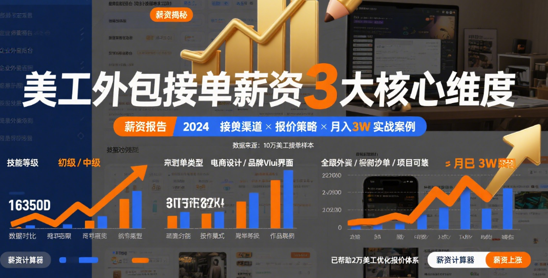 美工外包设计接单工资怎么样?3类水平收入实测+4个提薪技巧,附接单指南