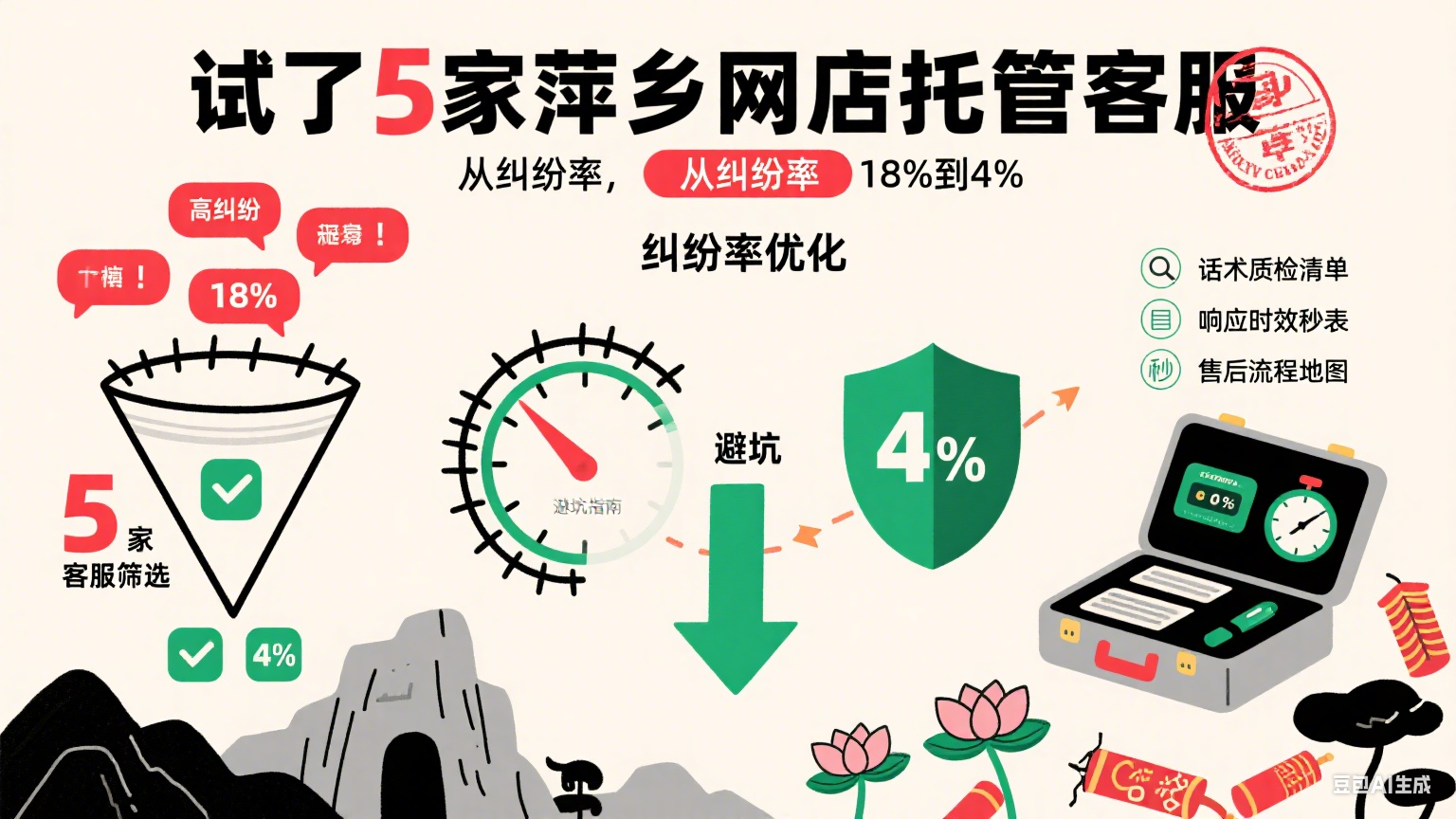 试了 5 家萍乡网店托管客服,从纠纷率 18% 到 4%:避坑指南