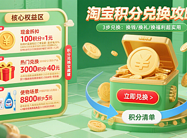 淘宝积分别浪费!3 步兑换攻略:换钱 / 换礼 / 换福利超实用