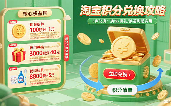 淘宝积分别浪费!3 步兑换攻略:换钱 / 换礼 / 换福利超实用