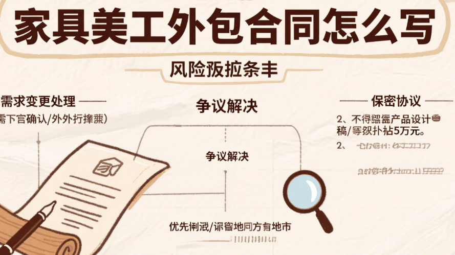 家具美工外包合同怎么写?6 大核心条款 + 3 类特殊约定 + 避坑模板