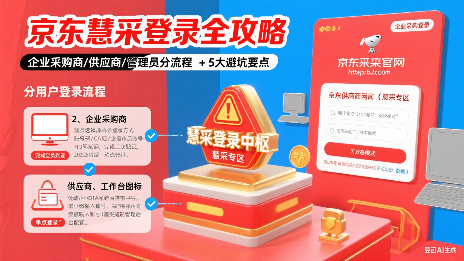 京东慧采平台怎么登录?分用户类型流程 + 避坑全攻略