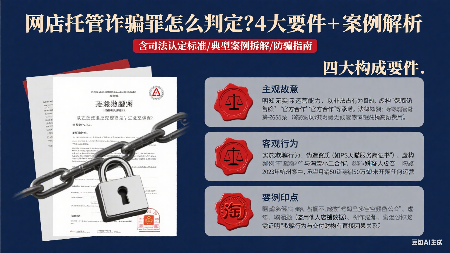 网店托管诈骗罪怎么判定?4 大要件 + 案例解析