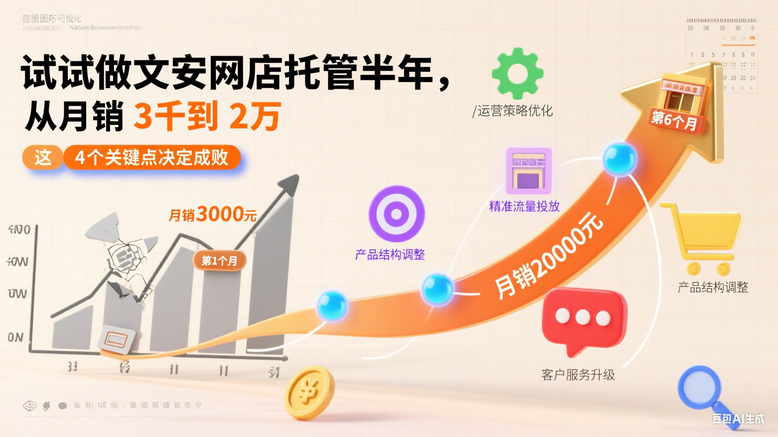 试做文安网店托管半年,从月销 3 千到 2 万:这 4 个关键点决定成败