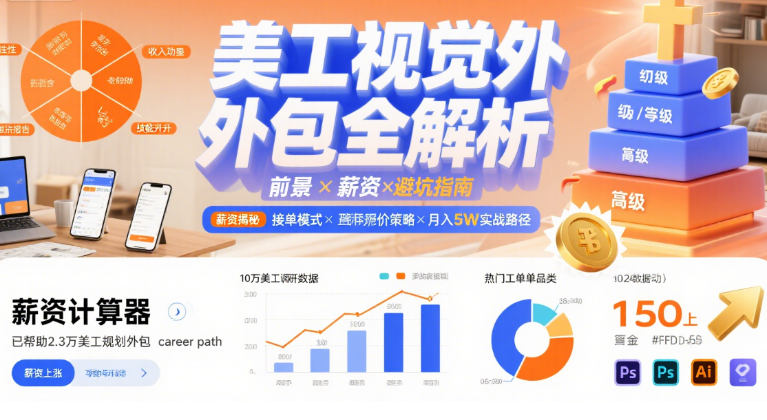 美工视觉外包怎么样?工资多少?3类设计类型+4级水平收入实测,附接单指南
