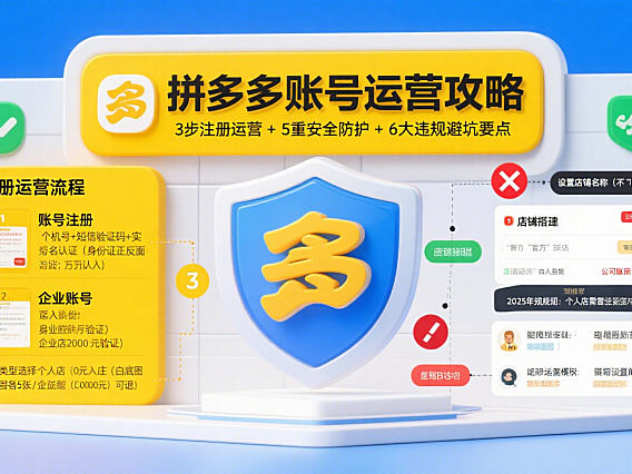 拼多多账号怎么玩？注册运营 + 安全防护 + 违规避坑全攻略