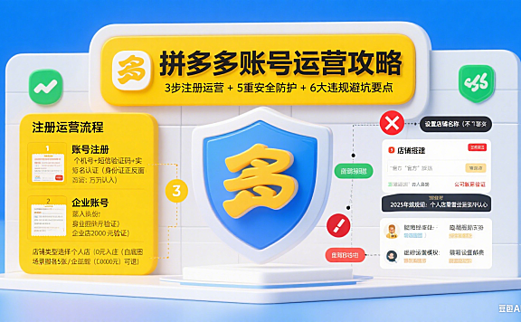 拼多多账号怎么玩?注册运营 + 安全防护 + 违规避坑全攻略