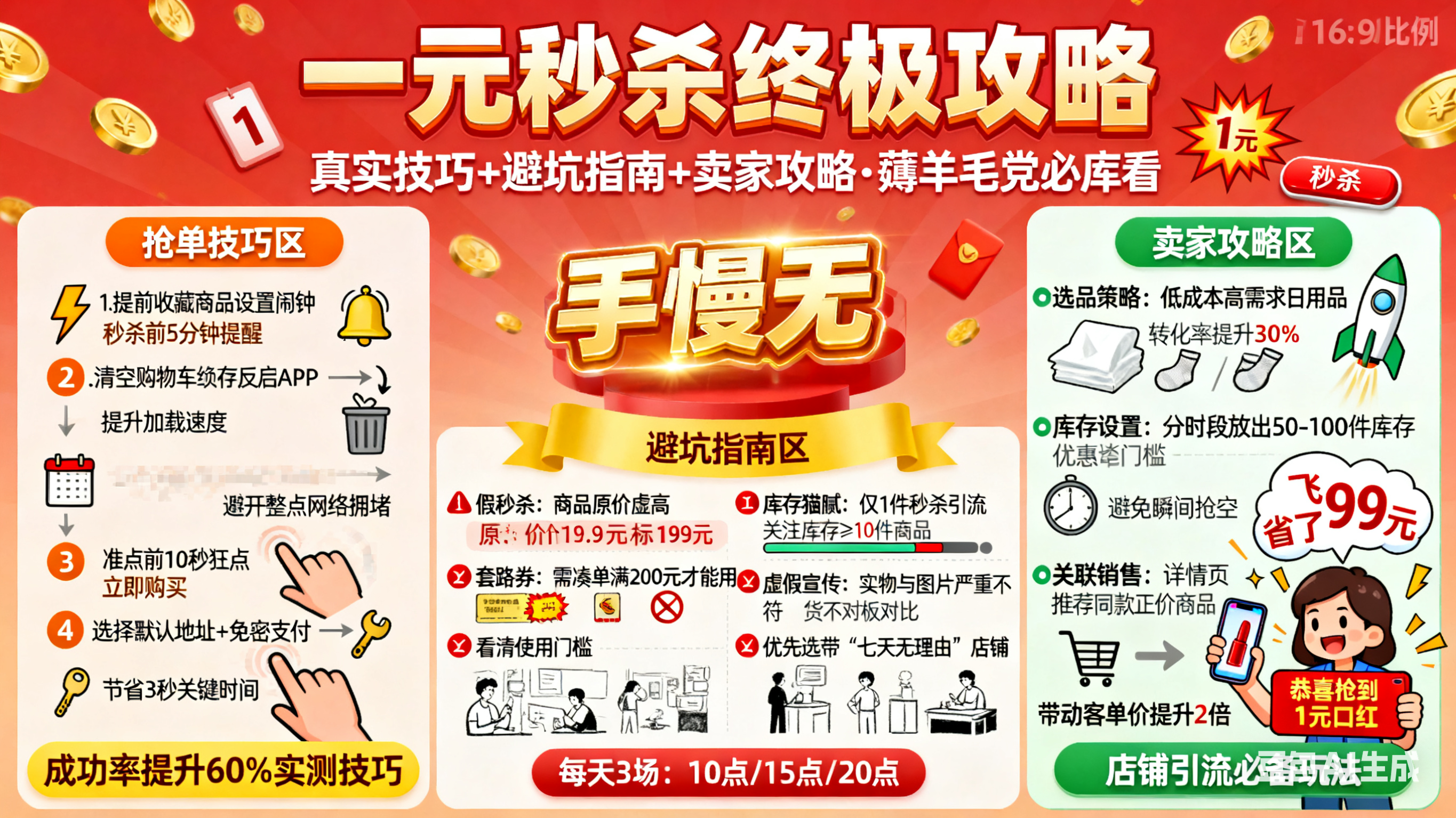 一元秒杀怎么抢?真实技巧 + 避坑指南 + 卖家攻略,薅羊毛党必看