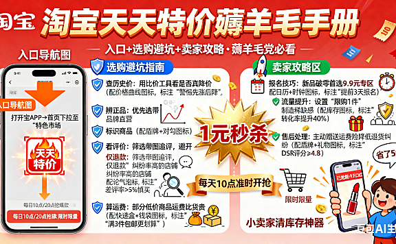 淘宝天天特价网址怎么用？入口 + 选购避坑 + 卖家攻略，薅羊毛党必看