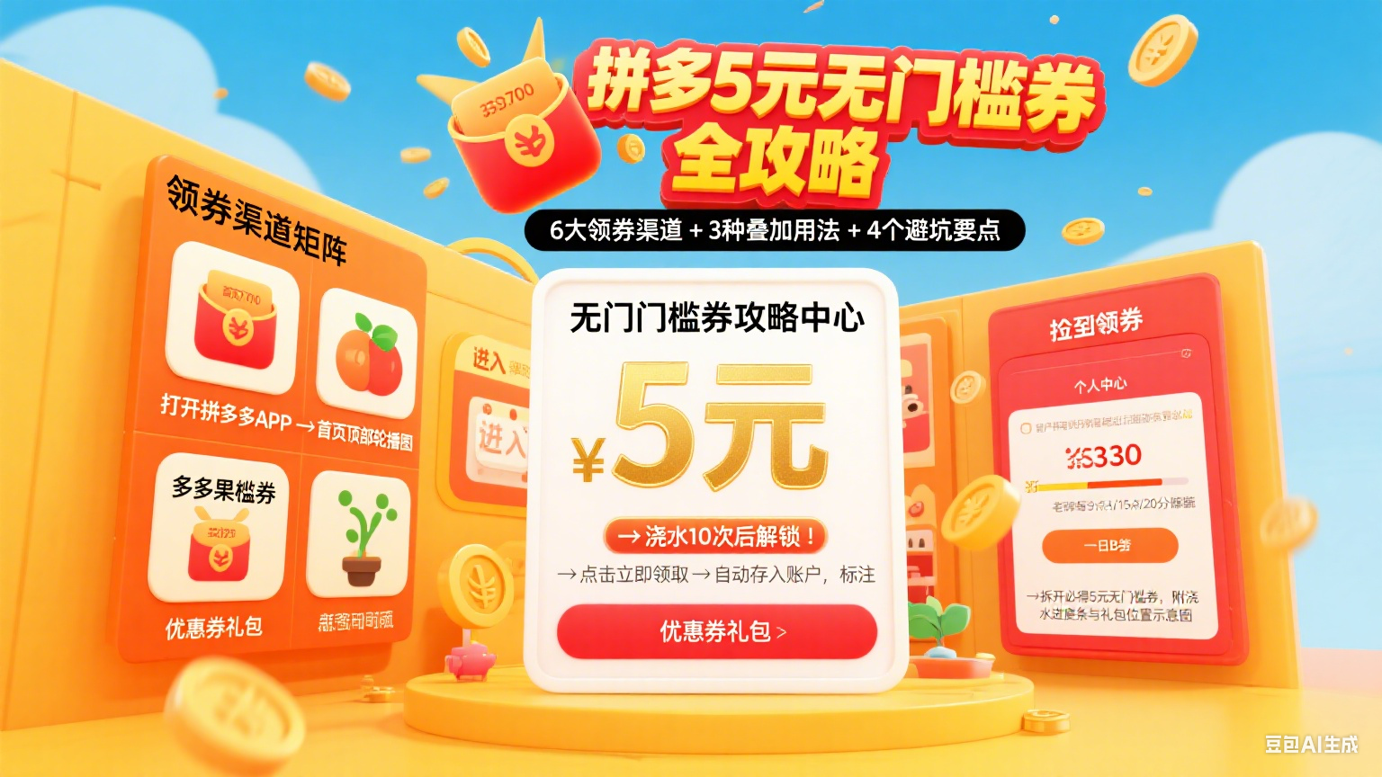 拼多多 5 元无门槛券怎么领?全渠道攻略 + 使用秘籍 + 避坑要点