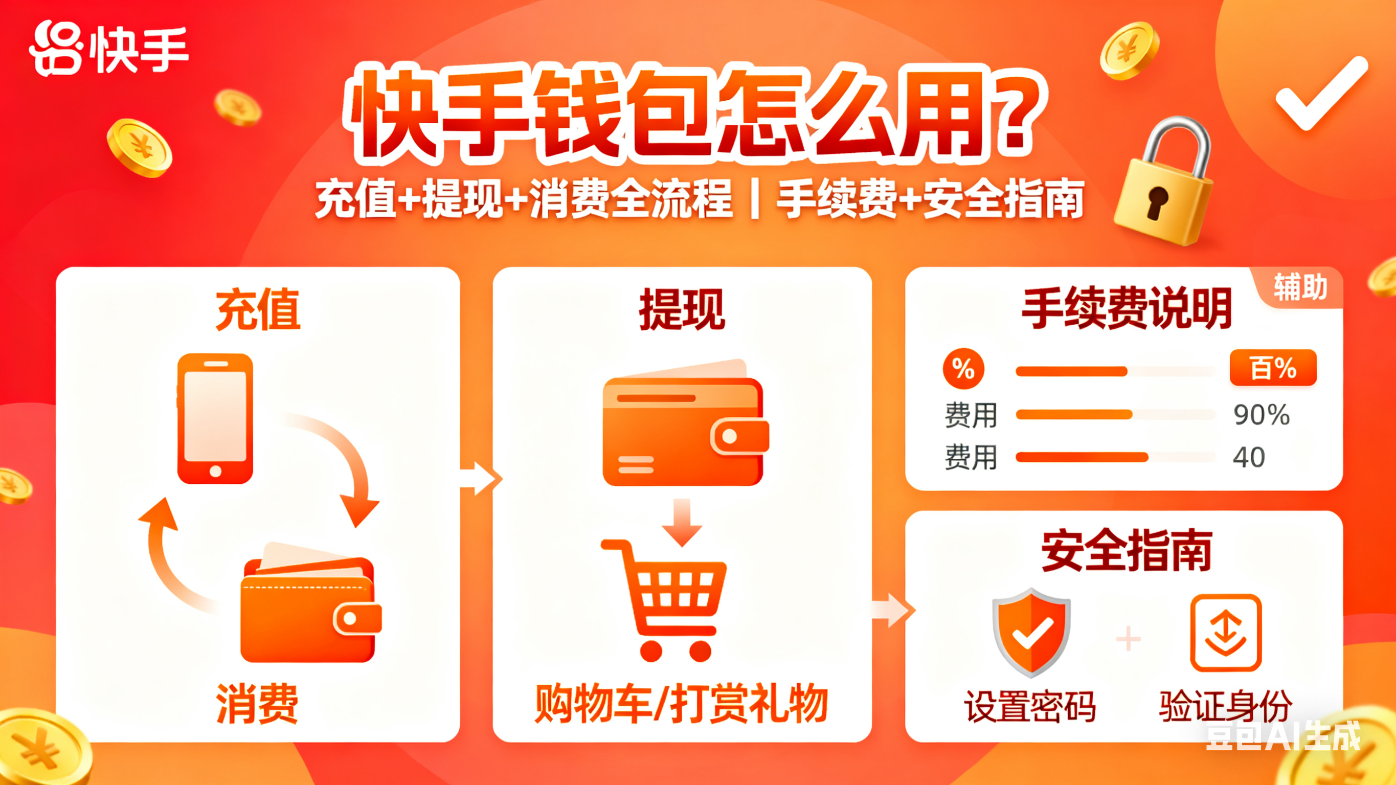 快手钱包怎么用?充值 + 提现 + 消费全流程,手续费 + 安全指南