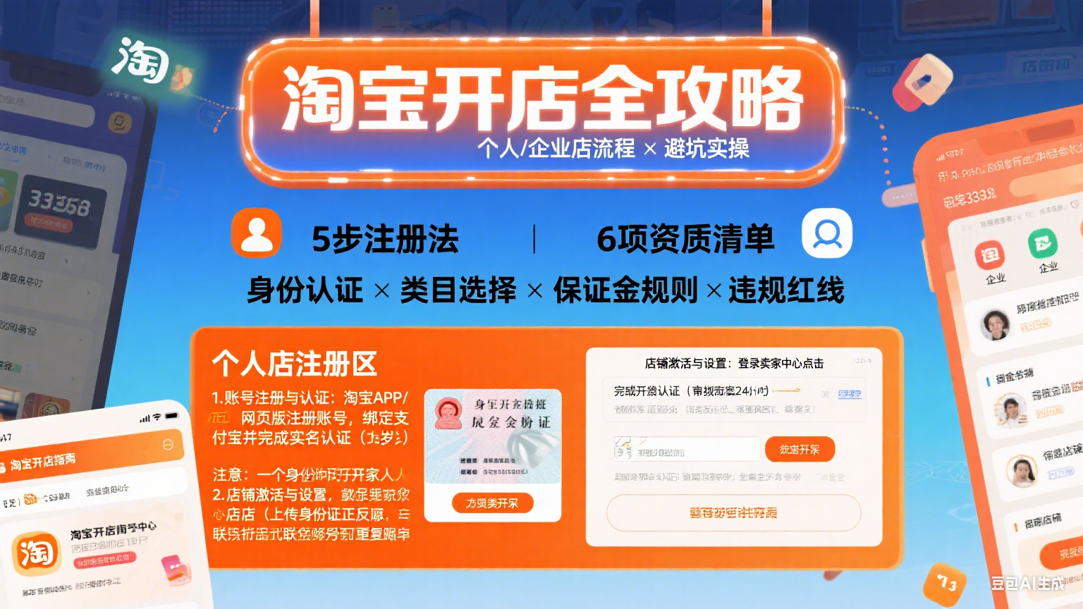淘宝店铺怎么开?个人 / 企业店全流程 + 避坑实操指南