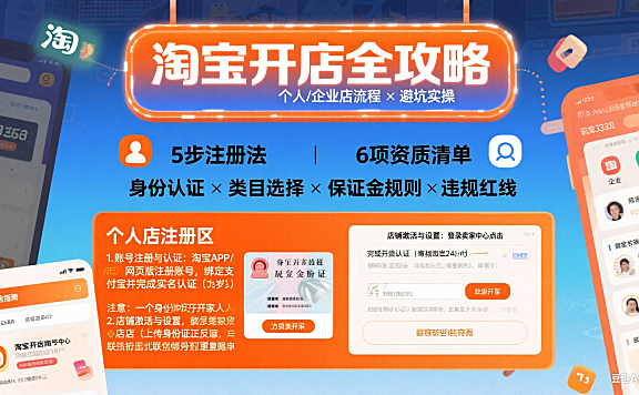 淘宝店铺怎么开？个人 / 企业店全流程 + 避坑实操指南