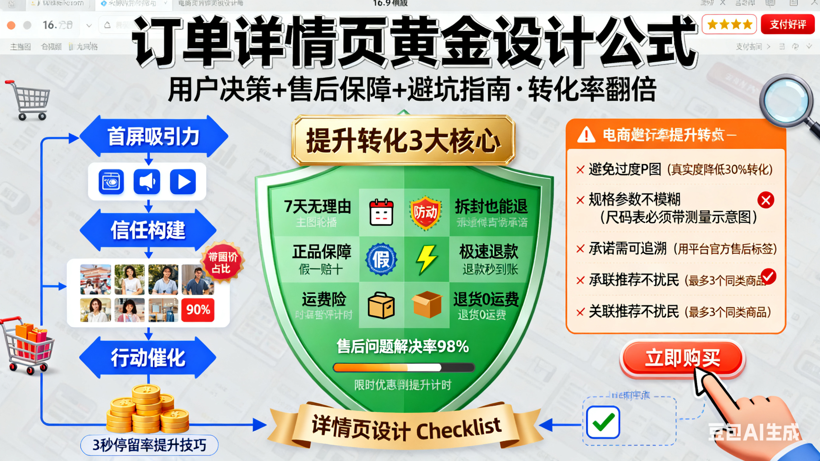 电商订单详情页怎么设计?用户决策 + 售后保障 + 避坑指南,转化率翻倍