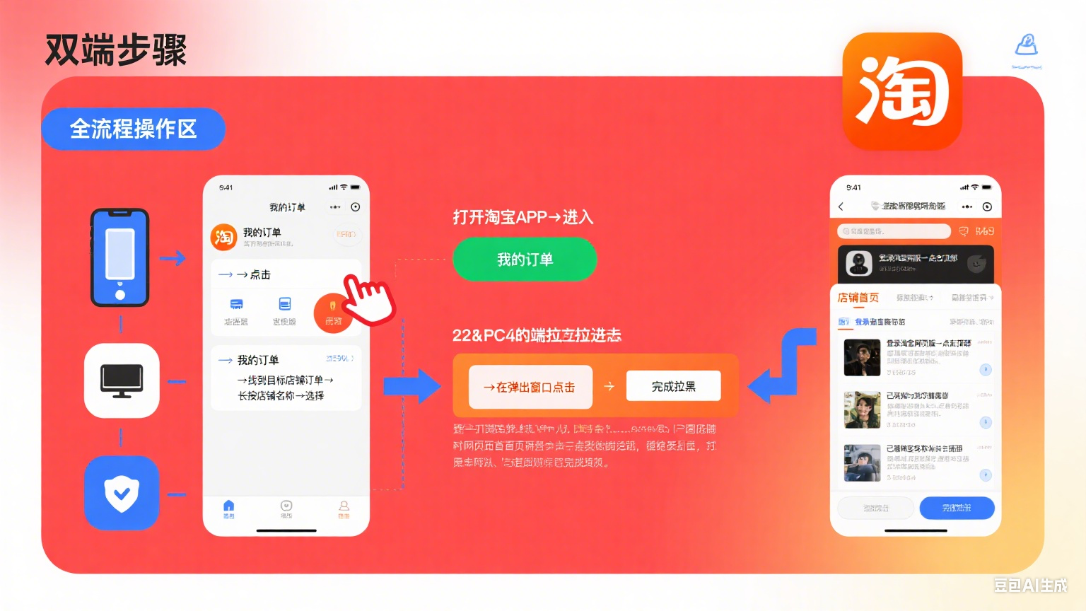 如何拉黑淘宝店铺