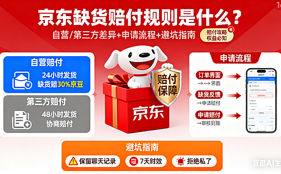 京东缺货赔付规则是什么？自营 / 第三方差异 + 申请流程 + 避坑指南