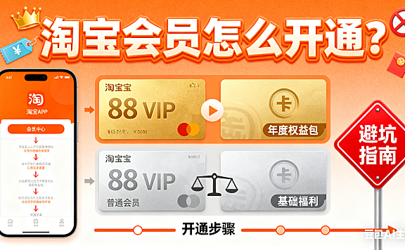 淘宝会员怎么开通?88VIP / 普通会员流程 + 权益对比 + 避坑指南