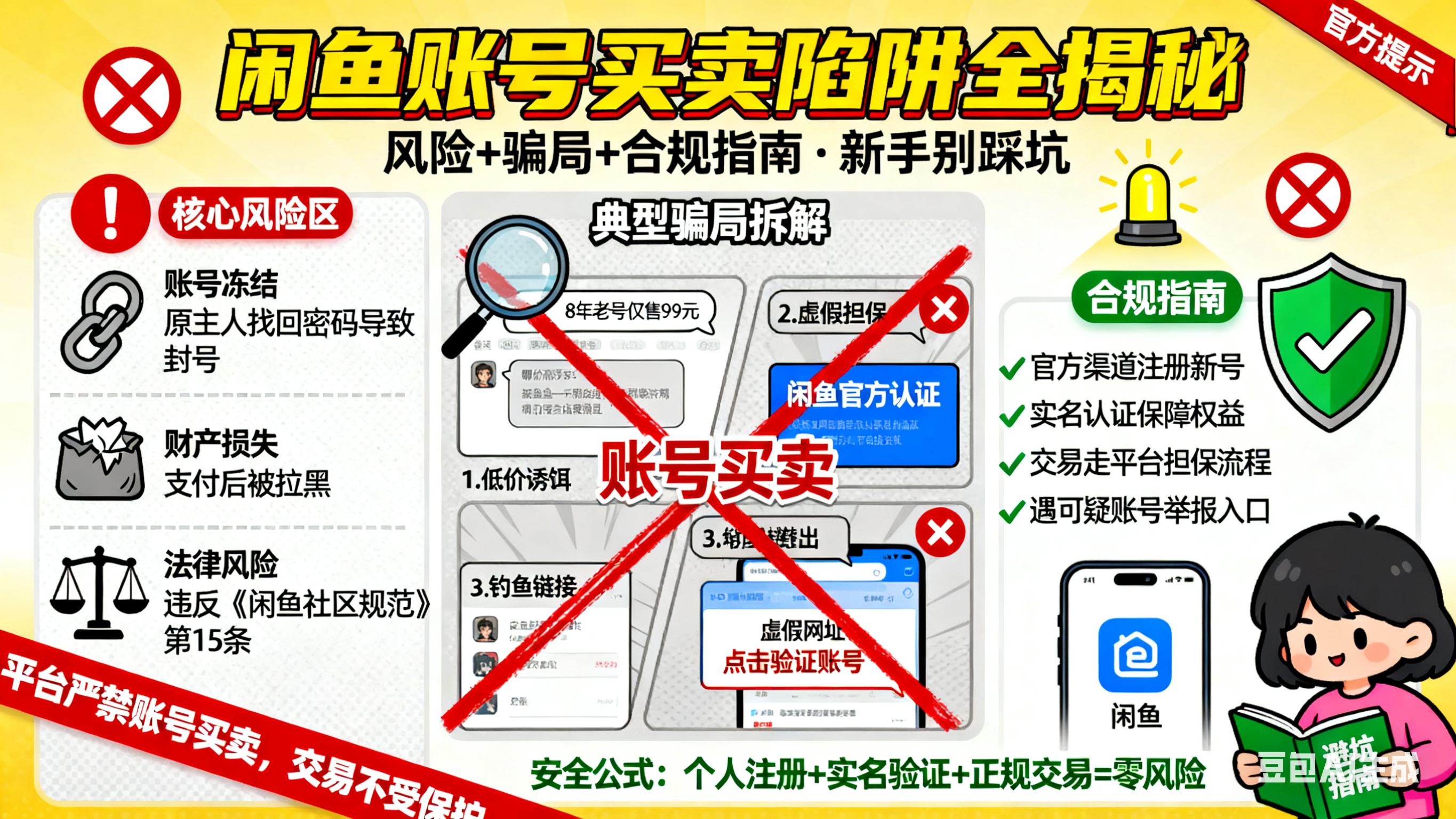 闲鱼账号能买吗?风险 + 骗局 + 合规指南,新手别踩坑