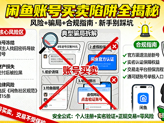 闲鱼账号能买吗？风险 + 骗局 + 合规指南，新手别踩坑