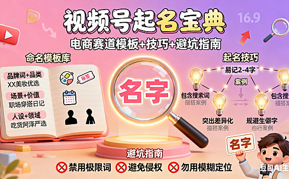 视频号怎么起名？电商赛道模板 + 技巧 + 避坑指南，涨粉必看