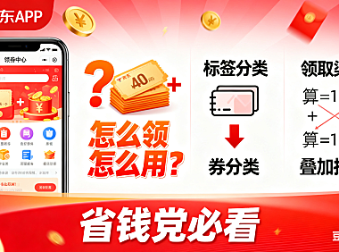 京东券怎么领怎么用？分类 + 领取渠道 + 叠加技巧，省钱党必看