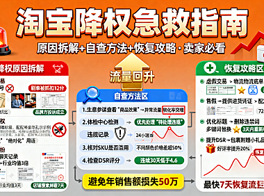 淘宝店铺降权怎么办?原因拆解 + 自查方法 + 恢复攻略,卖家必看