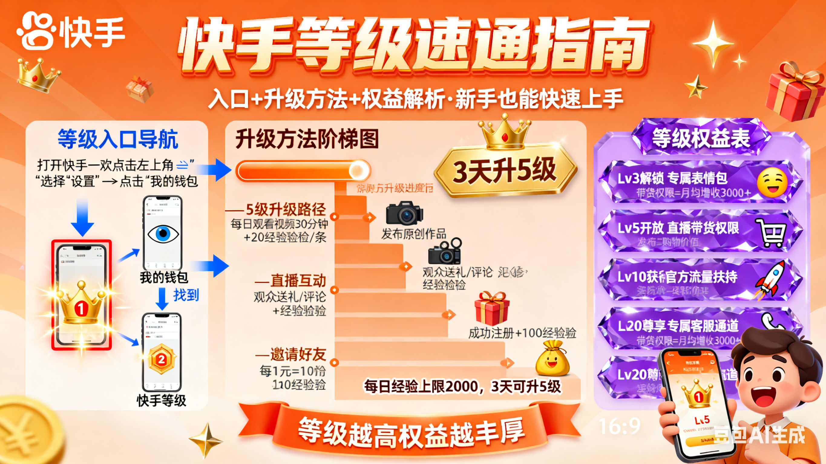快手等级怎么看?入口 + 升级方法 + 权益解析,新手也能快速上手