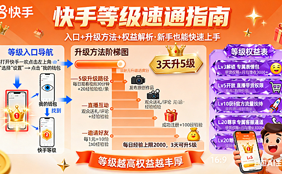快手等级怎么看？入口 + 升级方法 + 权益解析，新手也能快速上手