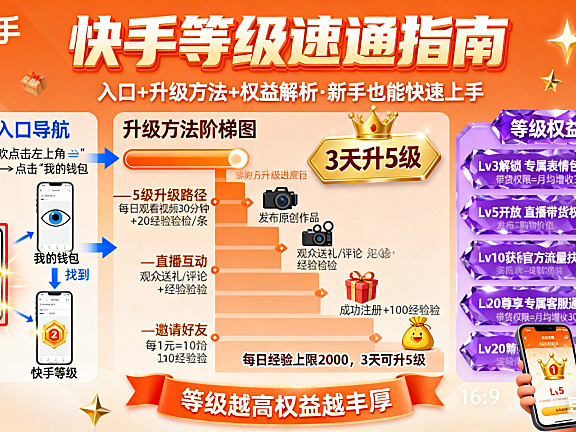 快手等级怎么看？入口 + 升级方法 + 权益解析，新手也能快速上手