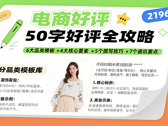 电商好评 50 字怎么写?分品类模板 + 核心要素 + 避坑全攻略