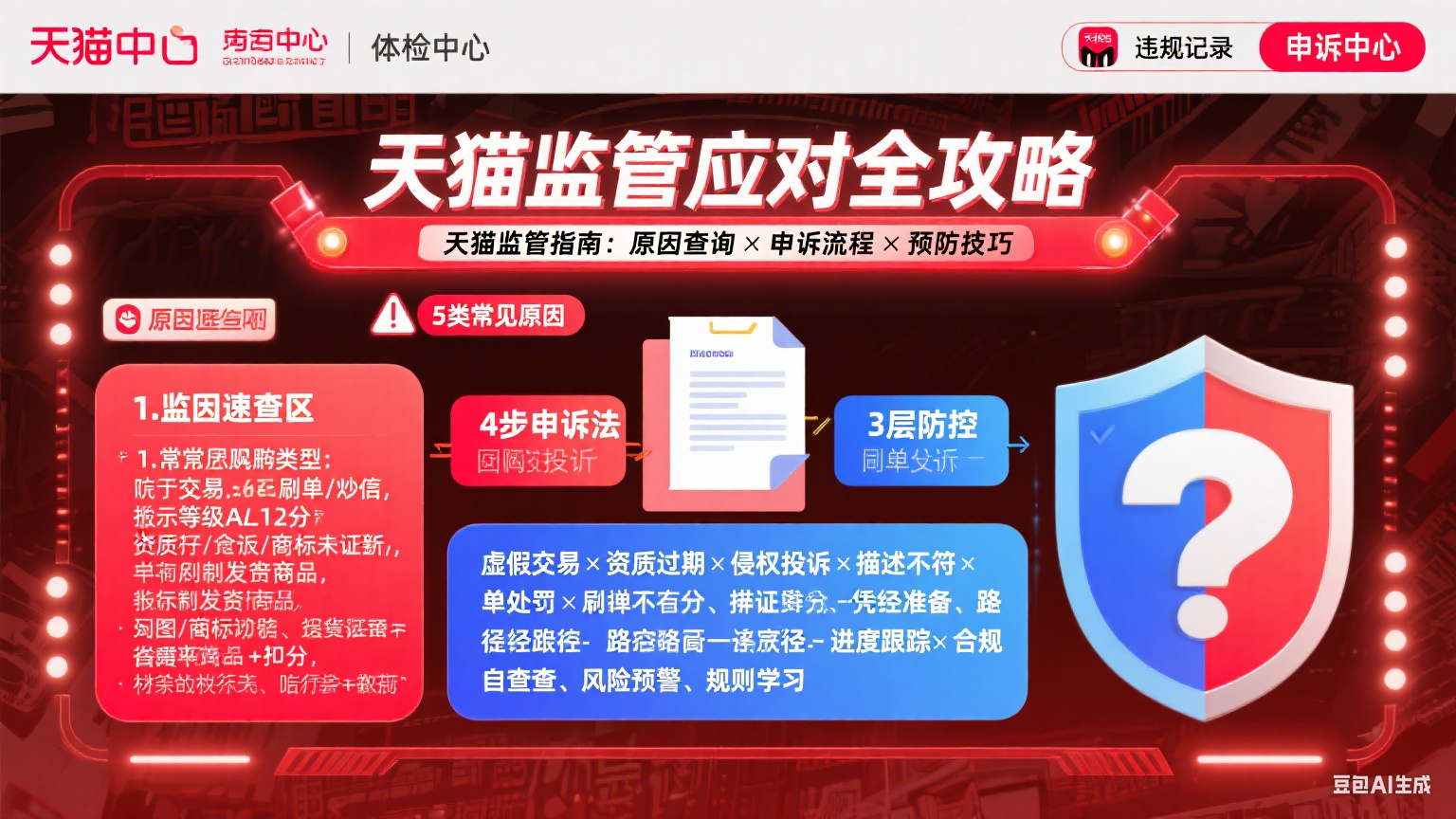天猫店铺被监管怎么办?原因查询 + 申诉流程 + 预防全指南