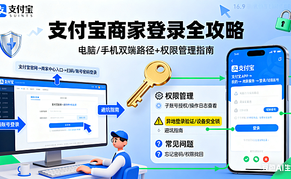 支付宝商家怎么登录?电脑 / 手机端路径 + 权限管理 + 避坑指南