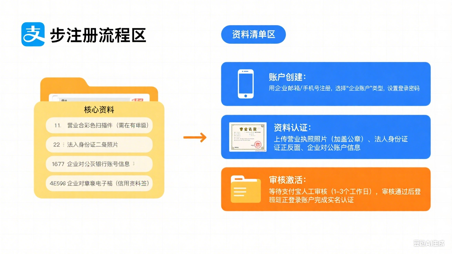 企业支付宝怎么注册?3 步流程 + 资料清单 + 避坑全指南