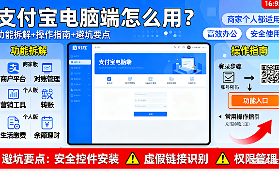 支付宝电脑端怎么用?功能拆解 + 操作指南 + 避坑要点,商家个人都适用