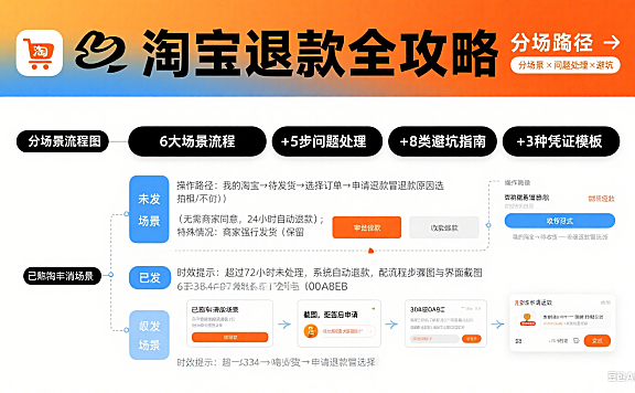 淘宝如何申请退款?分场景流程 + 问题处理 + 避坑指南