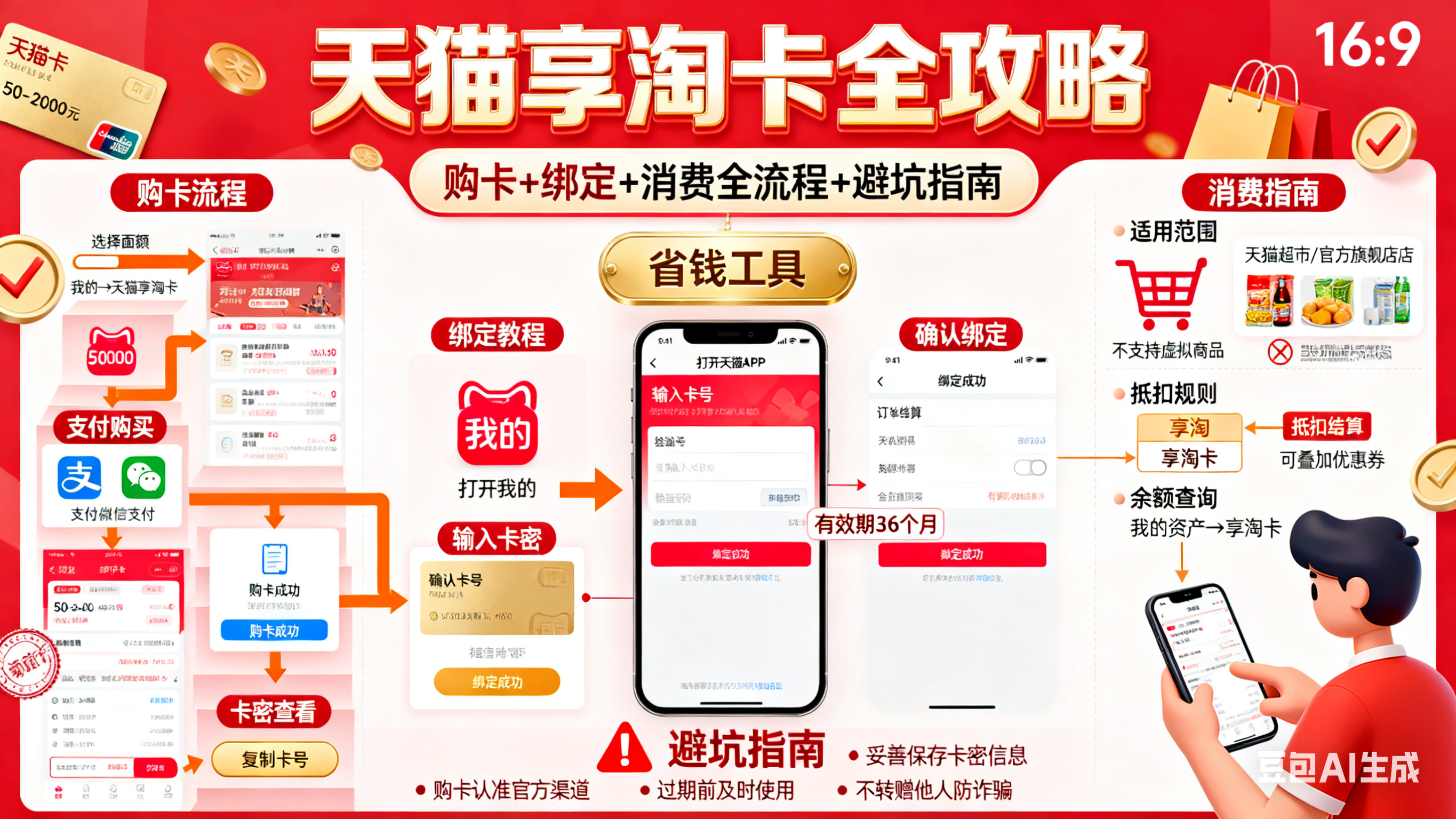 天猫享淘卡怎么用?购卡 + 绑定 + 消费全流程 + 避坑指南